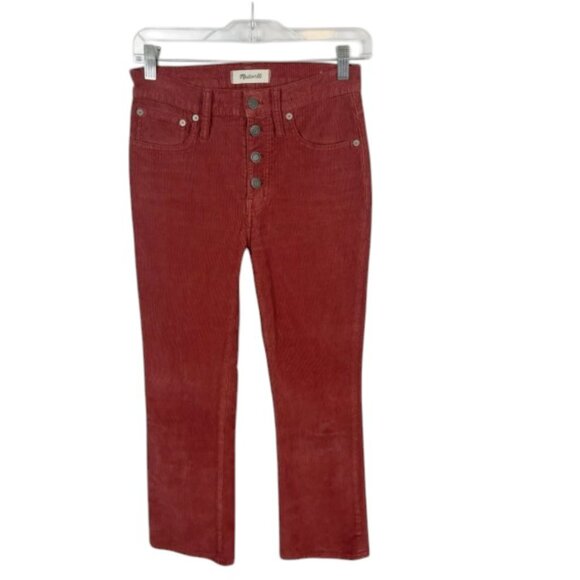 Madewell Cali Demi-Boot Jeans in Thin Corduroy Button-Front Edition Rust Red - Picture 2 of 7